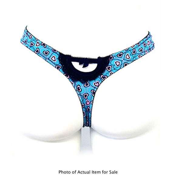 DOLLHOUSE Blue & Pink Heart Peek-A-Boo Thongs - Picture 2 of 2